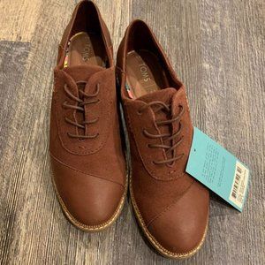 Toms Brown Leather Suede Ainsley, Brand New, 9